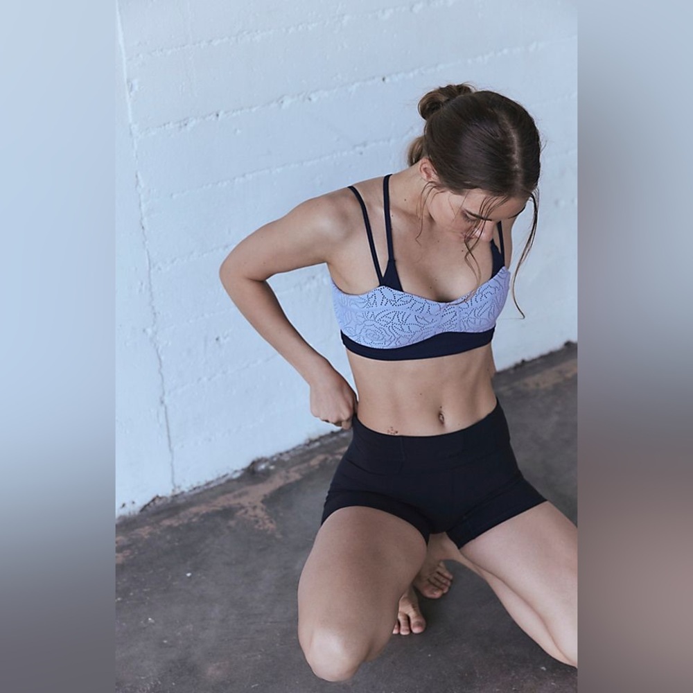 NWT Free People Lace Me Up Bra in Midnight Navy Combo Sold Out Online